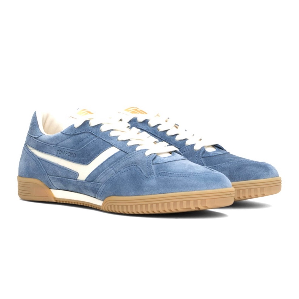 Tom Ford Men's Blue Suede Sneakers
